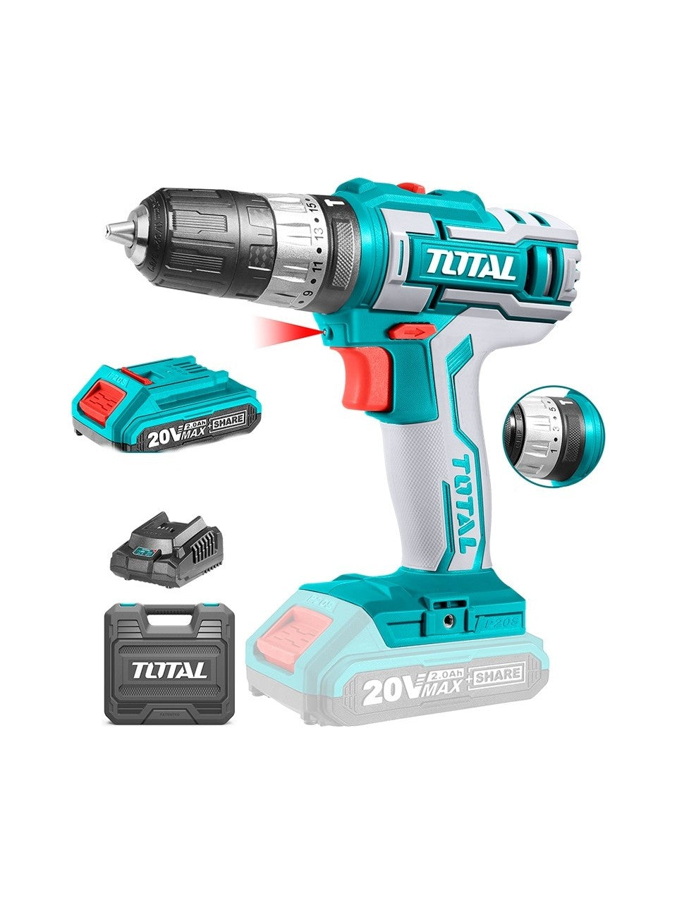 TOTAL Tools TIDLI200215 Li-Ion Akülü Darbeli Matkap